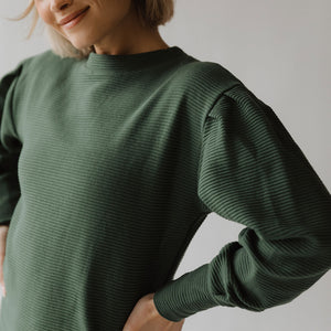 Atlas Ribbed Sweater Dress, Emerald