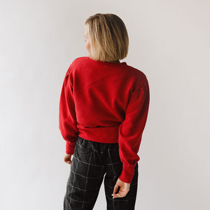 Atlas Ribbed Sweater, Crimson