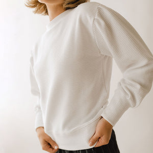 Atlas Ribbed Sweater, White