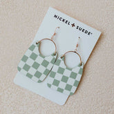 Nickel and Suede Checkered Earrings