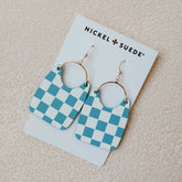 Nickel and Suede Checkered Earrings