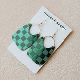 Nickel and Suede Checkered Earrings