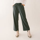 Audrey Wide Leg Pants, Slate Checkers