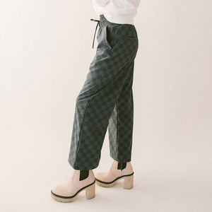 Audrey Wide Leg Pants, Slate Checkers
