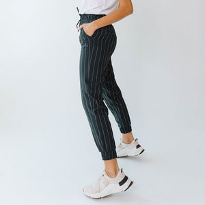Joggers, Navy Pinstripe - Albion