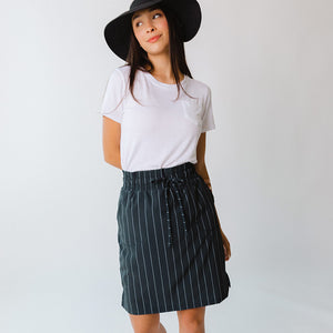 The Away Skirt, Navy Pinstripe