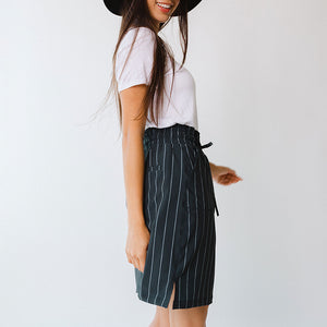 The Away Skirt, Navy Pinstripe