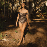 Chocolate Fern Off Shoulder One-Piece