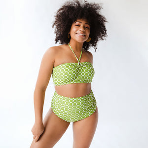 Mod Lime Ruched High-Waisted Bottoms