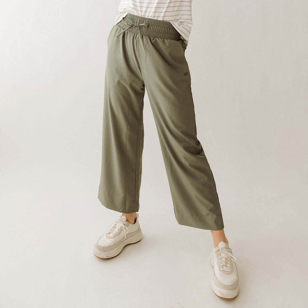 Audrey Wide Leg Pants, Olive - Albion Fit