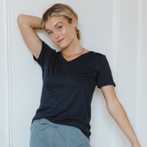 Basic V Neck Tee, Navy