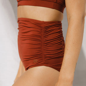 Cinnamon Ruched High-Waisted Bottoms