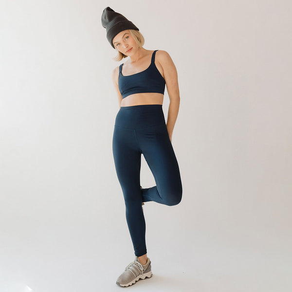 Blue High Waisted Leggings - Midnight Blue