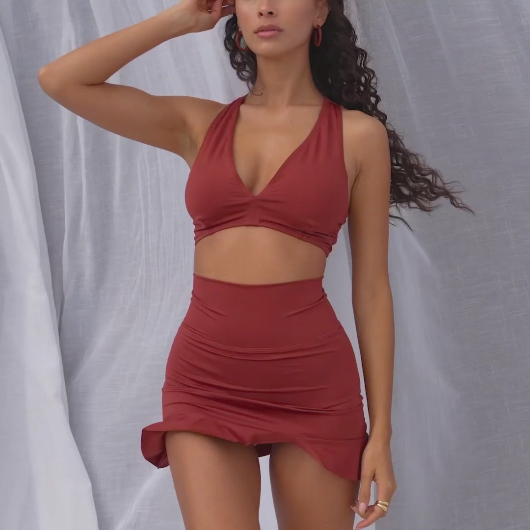 Cinnamon High-Waisted Swim Skirt