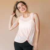 Peach Slub Knot Crop Tank