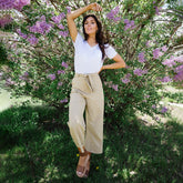 Heather Khaki Bow Belt Pants