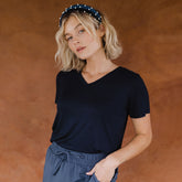 Basic V Neck Tee, Navy