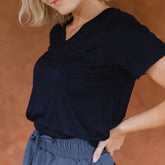 Basic V Neck Tee, Navy