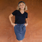 Basic V Neck Tee, Navy