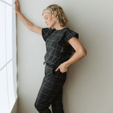 9 to 9 Jumpsuit, Black Windowpane