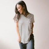 Basic V Neck Tee, Black Venice Stripe