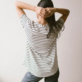 Basic V Neck Tee, Black Venice Stripe