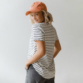 Basic V Neck Tee, Black Venice Stripe