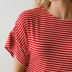 Boxy Tee, Candy Cane Red