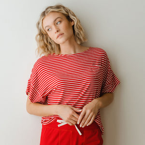 Boxy Tee, Candy Cane Red