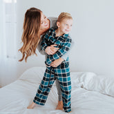 Blue Plaid Lounge Pajama Bottoms for Boys