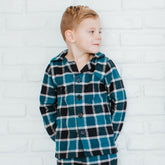 Boy's Blue Plaid Button Down Pajama Top