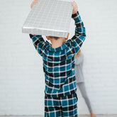 Boy's Blue Plaid Button Down Pajama Top