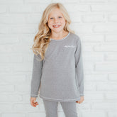 Girl's Grey Polka Dot Pajama Go Long Crew Kids