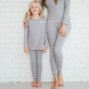 Girl's Grey Polka Dot Pajama Leggings Kids