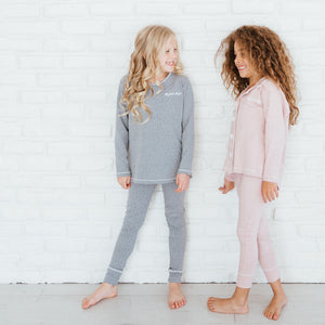 Girl's Grey Polka Dot Pajama Leggings Kids