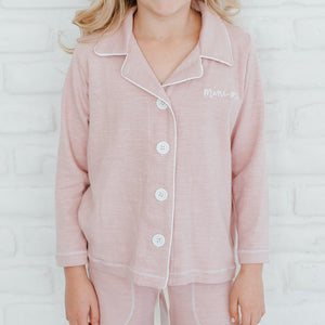 Girl's Pink Lounge Pajama Button Down Top Kids