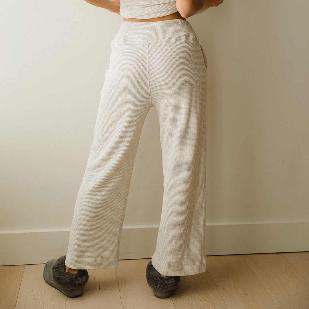 BRUSHED WAFFLE LOUNGE PANTS in Oatmeal