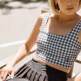 Houndstooth Olivia Swim Crop