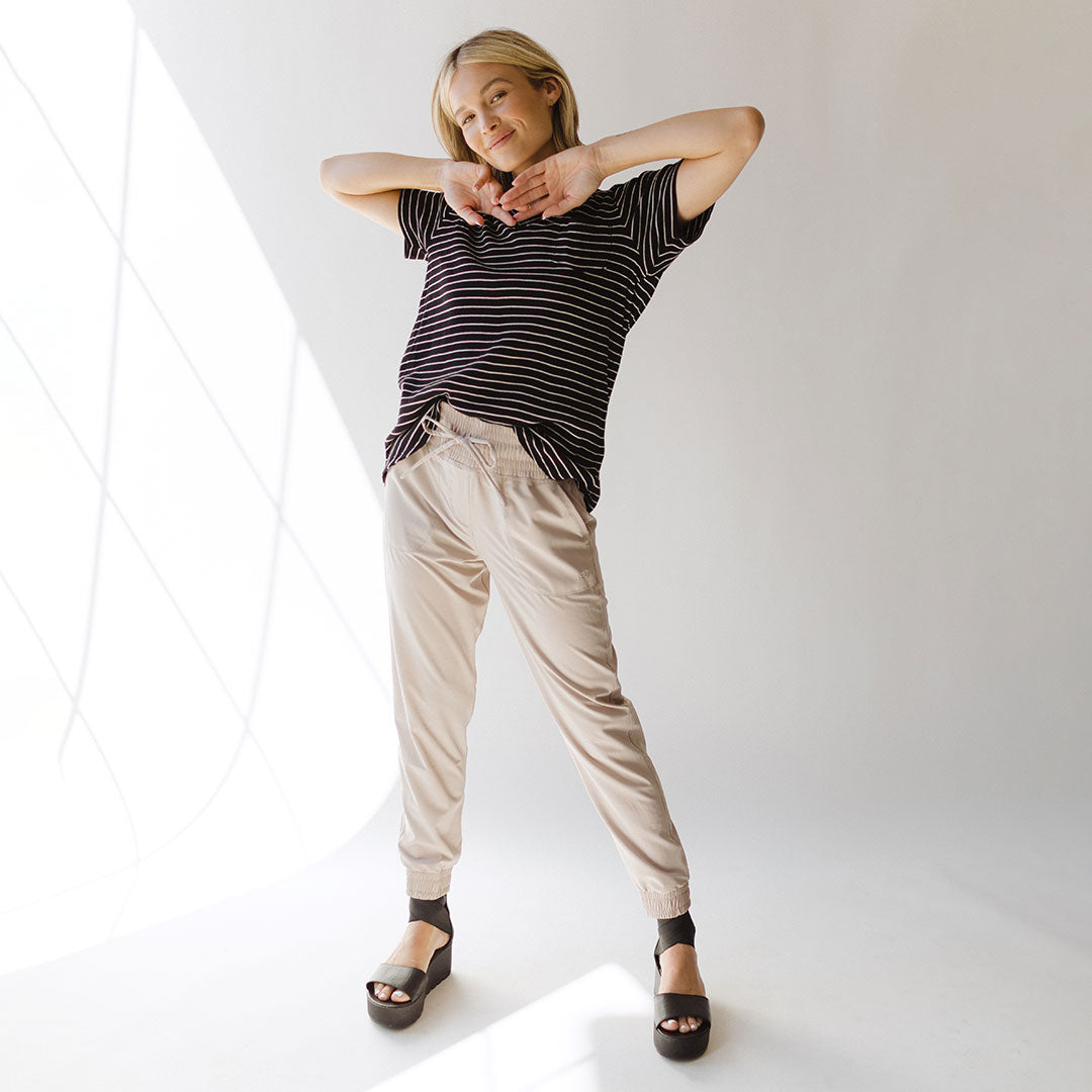 Black Destination Joggers: Women's High-Waisted Pants - Albion