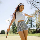 Houndstooth High-Waisted Swim Skirt