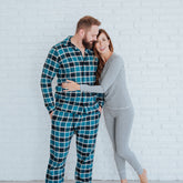 Men's Blue Plaid Pajama Button Down Top