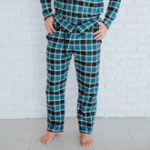 Men's Blue Plaid Pajama Lounger Pants