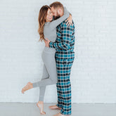 Blue Plaid Pajama Lounger Pants for Men