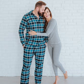 Men's Blue Plaid Pajama Lounger Pants