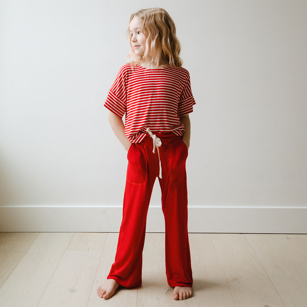 Children's Antique Red Ticking Pajama Set