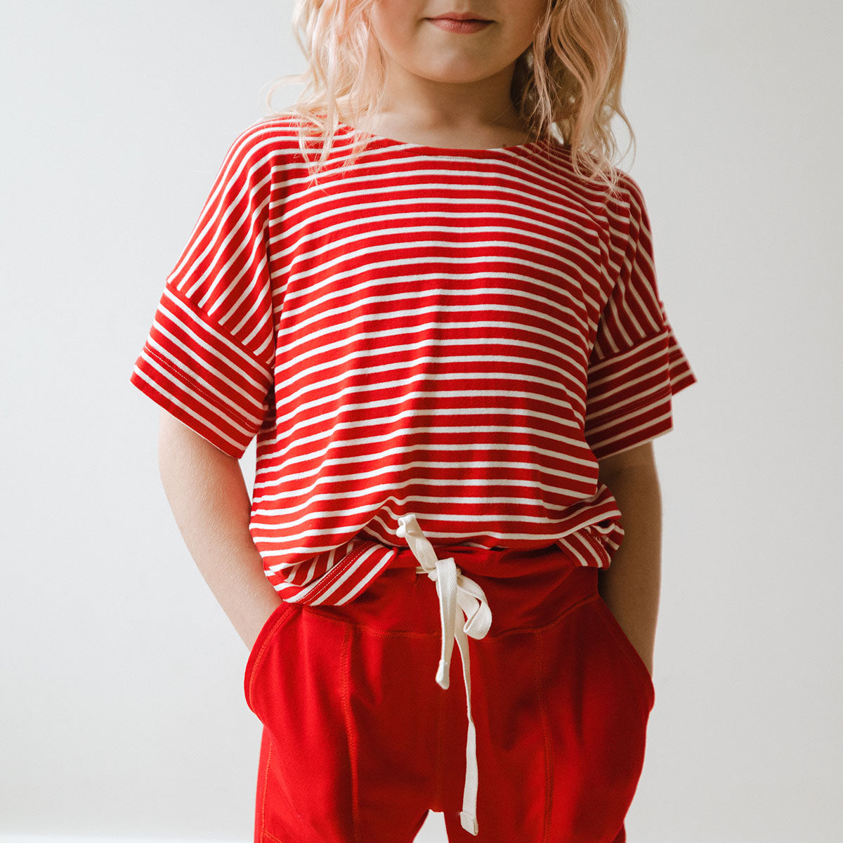 Children's Antique Red Ticking Pajama Set