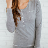 Albion Grey Polka Dot Henley Pajama Top