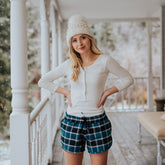 Blue Plaid Lounge Pajama Shorts