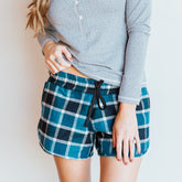 Albion Blue Plaid Lounge Pajama Shorts