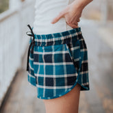 Women's Blue Plaid Lounge Pajama Shorts